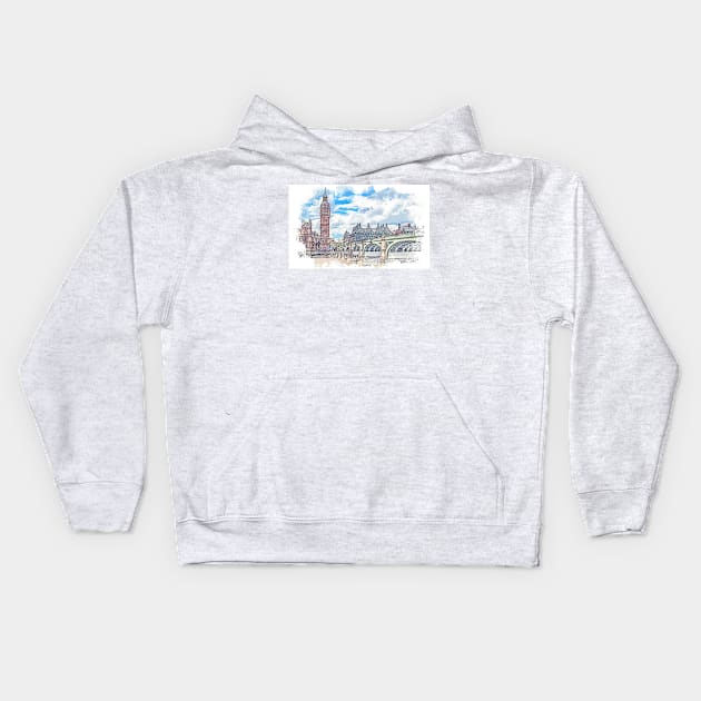 London - Houses of Parliament Kids Hoodie by jngraphs